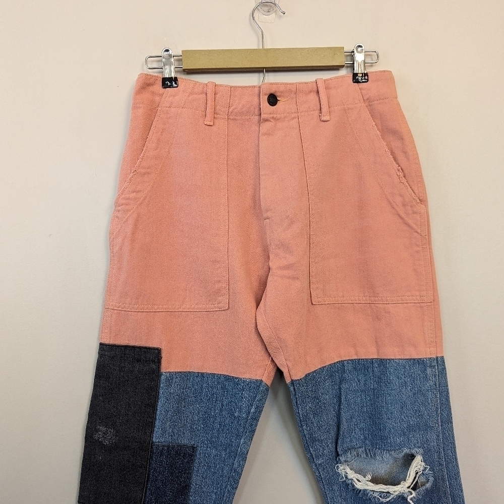 Sandrine Rose Re-Worked Patchwork Cargo Jeans - image 4